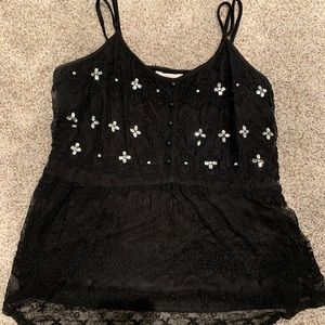Black Laced Tank Top